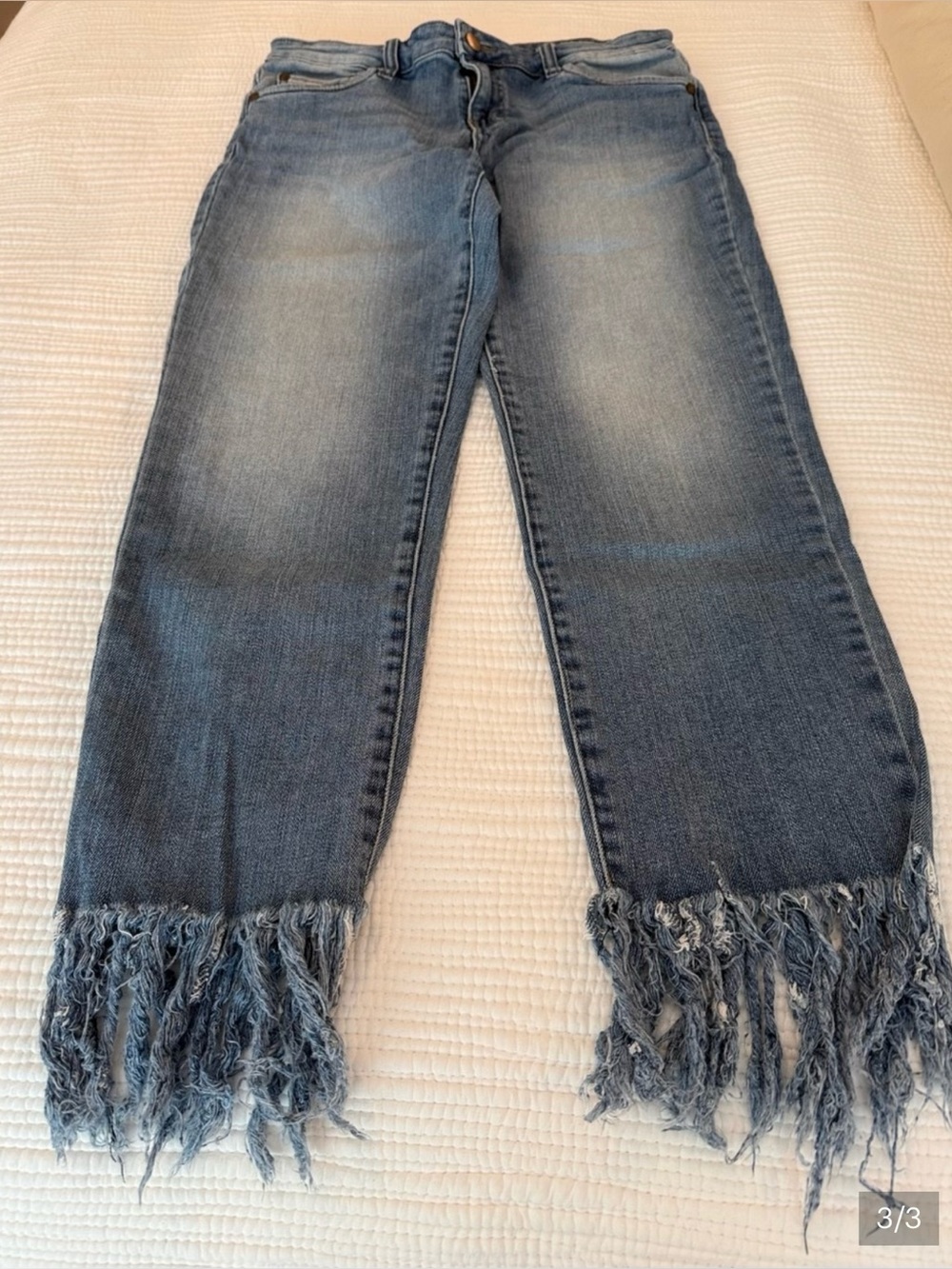 Women's Blue Frayed Hem Jeans